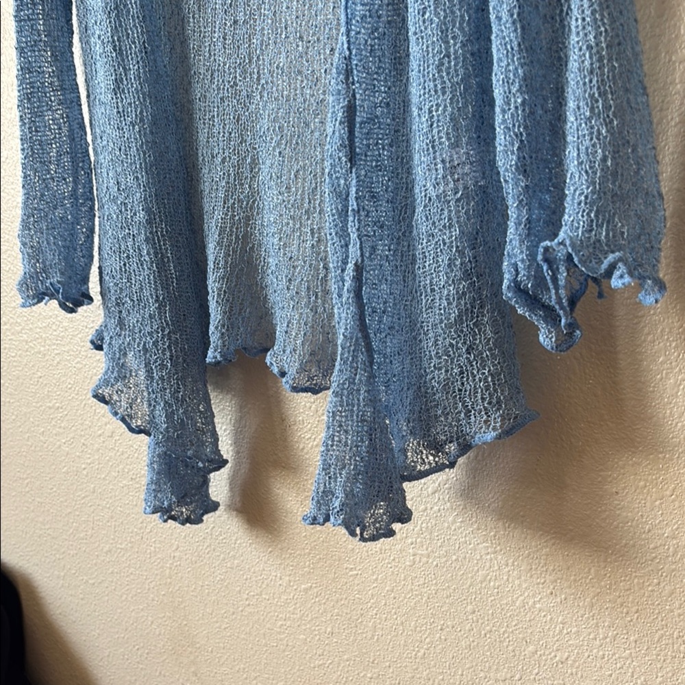 Powder Blue Open-Front Cardigan Sweater - Picture 2 of 4